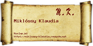 Miklóssy Klaudia névjegykártya